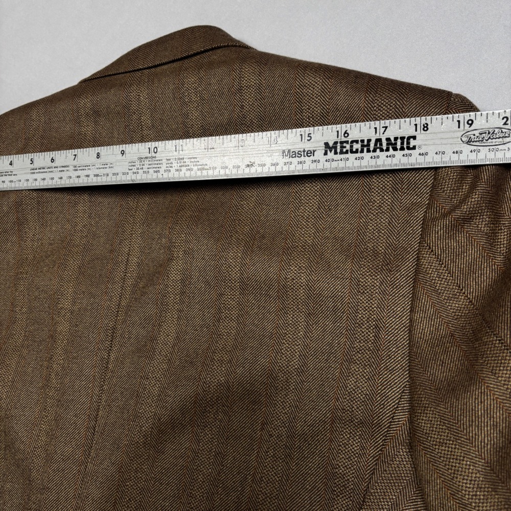 Brooks Brothers Saxon Sport Coat Men 43R Brown Herringbone Striped 2-Button USA - Picture 12 of 15